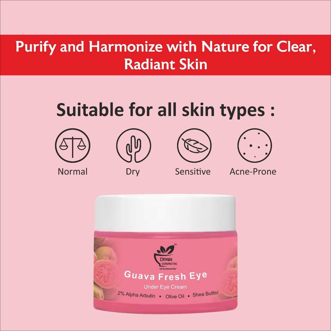 Guava Glow Night Brightening Under Eye Cream With Korean Extra Glowing Capsule for Dark Spots, Uneven Skin Tone, Removes Pigmentation, Removes Pimples