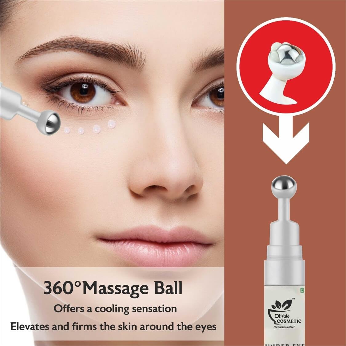 Coffee Under Eye Roll on for Dark Circles, Puffiness & Fine Lines | With Eyeseryl, Caffeine, Niacinamide & Green Tea | Soothing Roller | Sulphate & Paraben Free