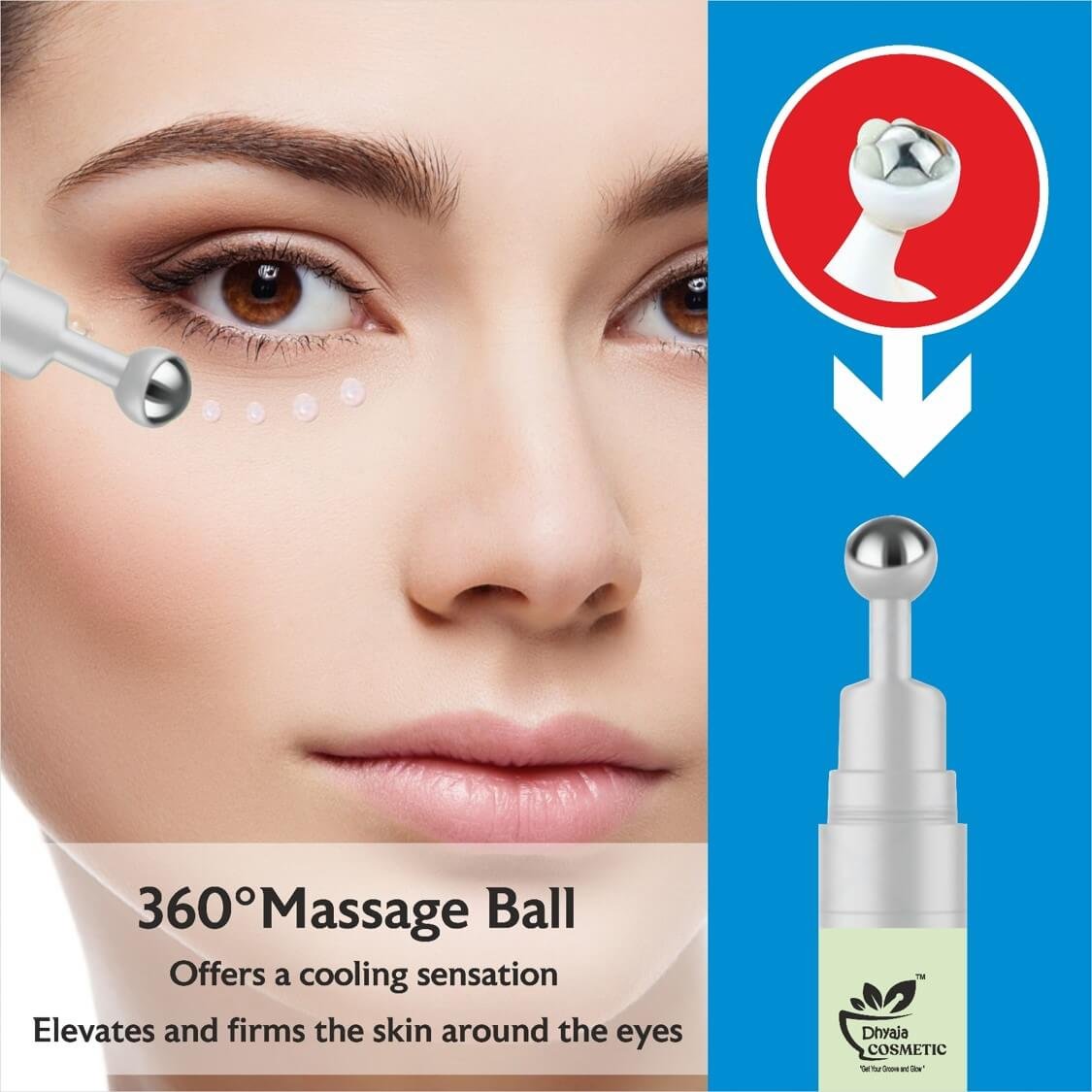Aloe Vera Eye Roller for Dark Circles, Puffiness & Fine Lines | With Eyeseryl, Niacinamide & Green Tea | Soothing Roller | Sulphate & Paraben Free