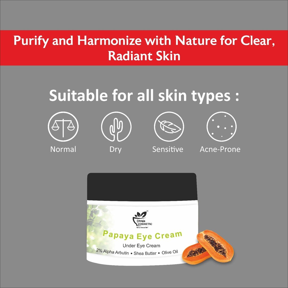 Papaya Under Eye Cream - Hydrating Cream with Natural Papaya Extract, Nourishing Daily Pawpaw Cream for Soft & Smooth Skin