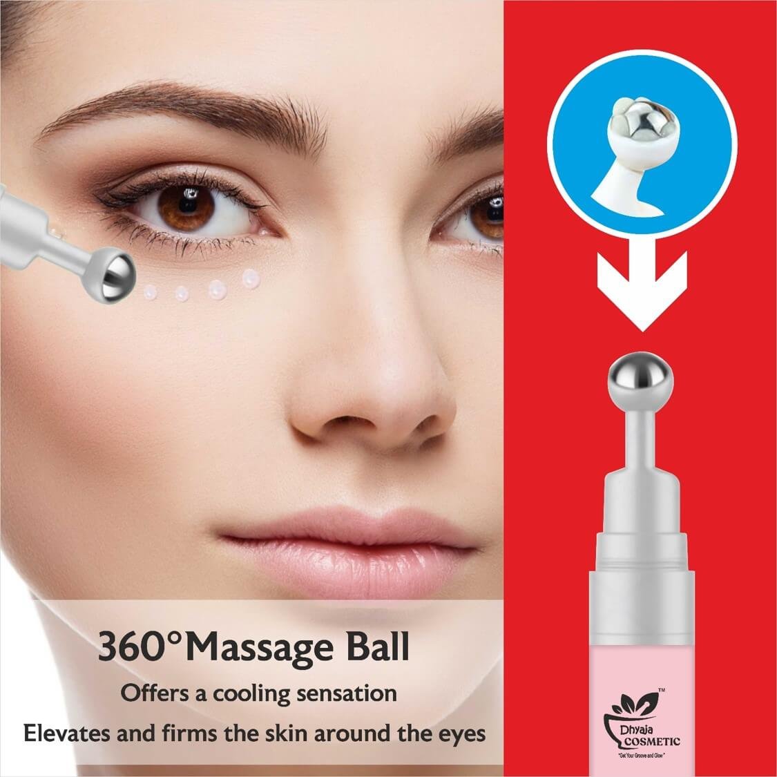 Pomegranate Eye Roller for Dark Circles, Puffiness & Fine Lines | With Eyeseryl, Niacinamide & Green Tea | Soothing Roller | Sulphate & Paraben Free