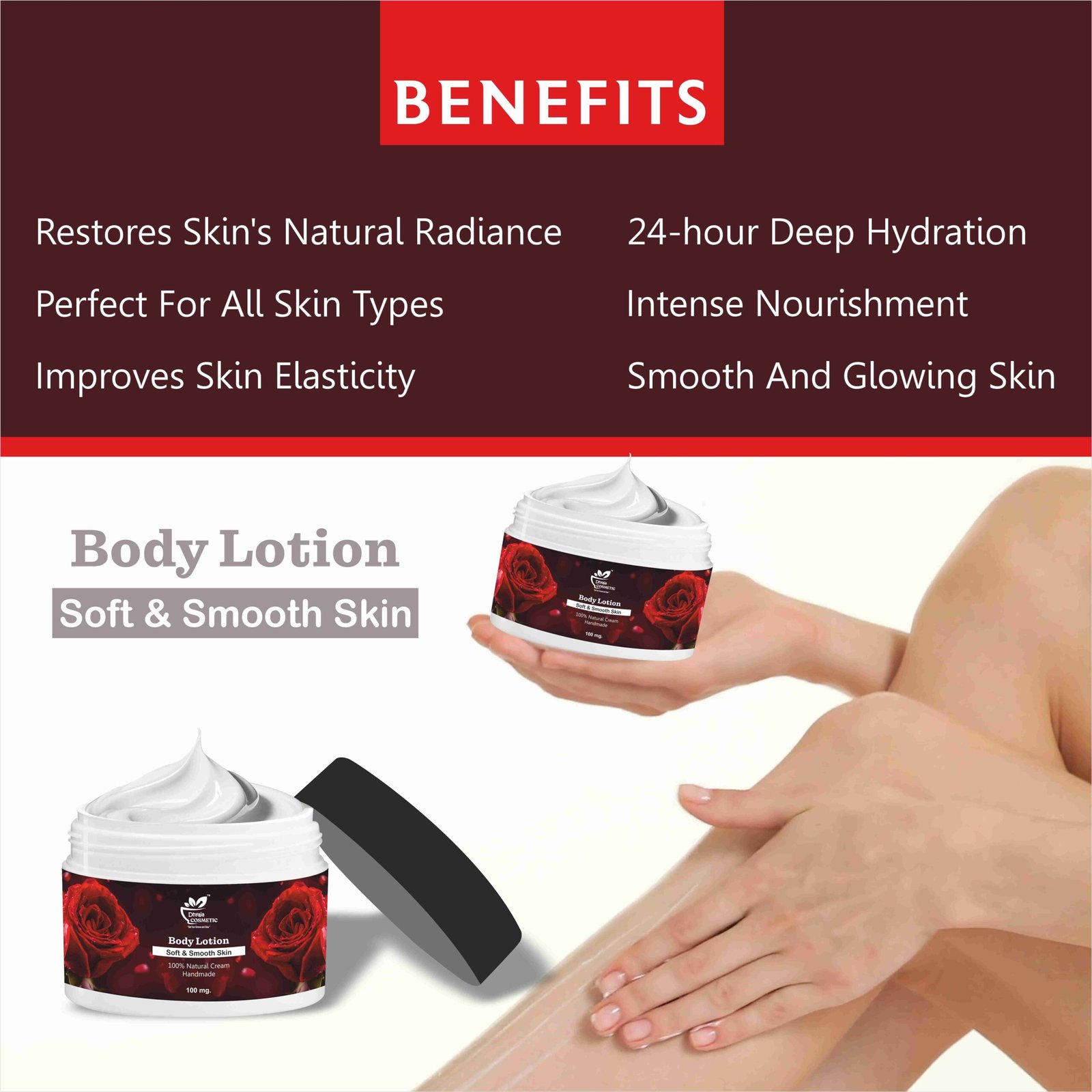 Rose Smoothing Body Lotion with Lactic Acid 48HR Moisture Lock with Moisture