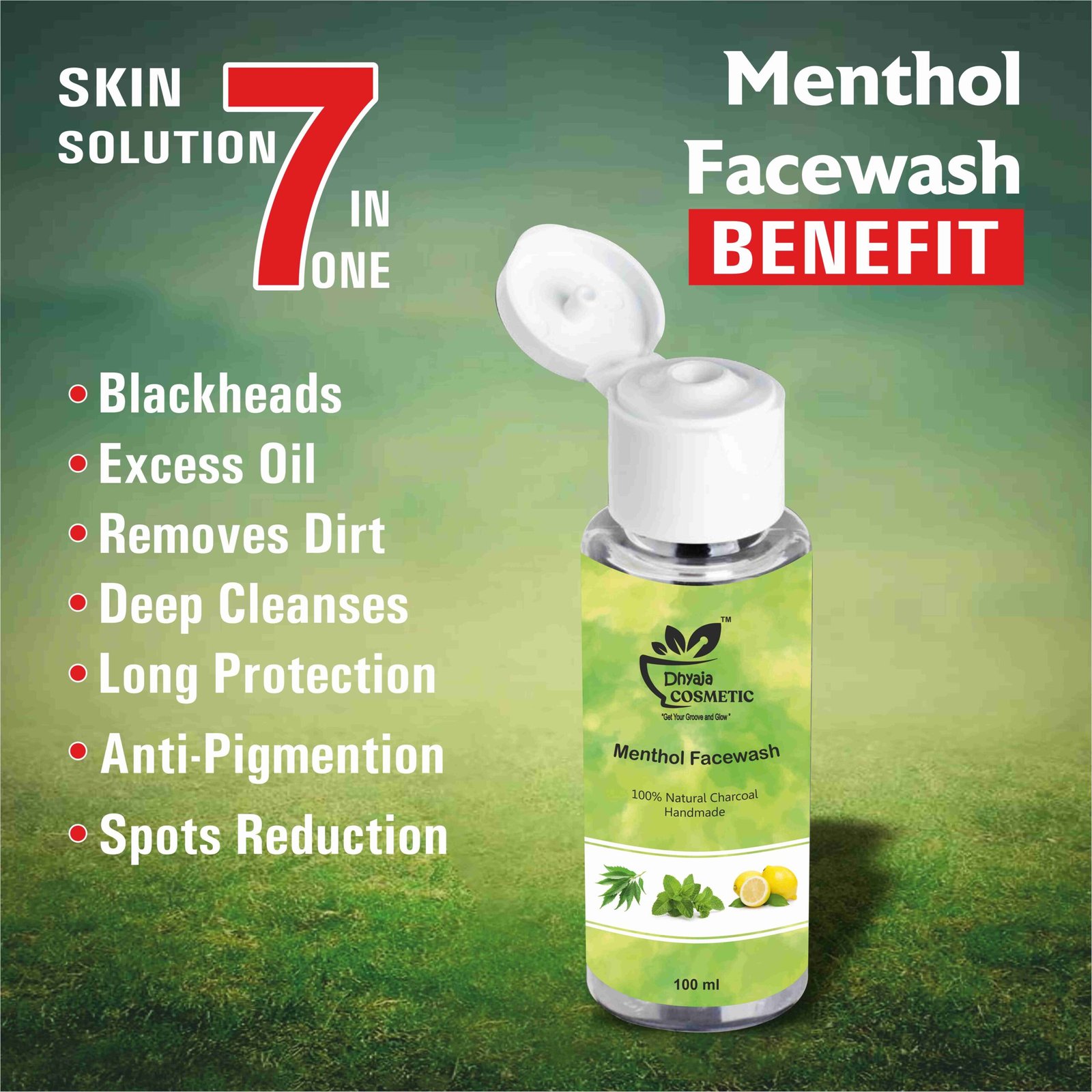 Natural Mentha, Vitamin E & Anti-Oxidant Rich Face Wash for Balanced Skin Ph, Deep Cleansing & Dirt Removal