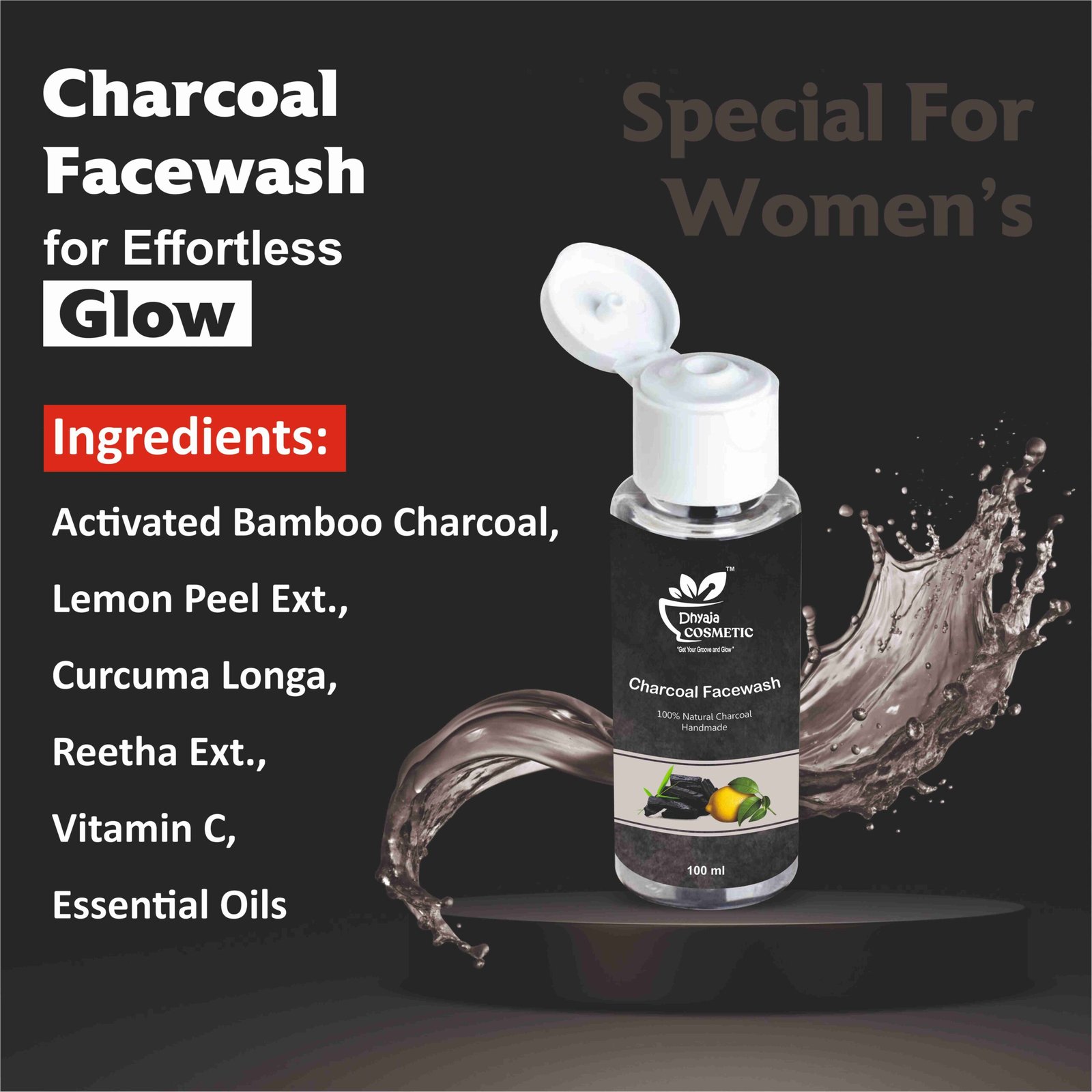 Herbals 7 in one Charcoal Face Wash Deep Exfoliation Removes Blackheads & Whiteheads for Women